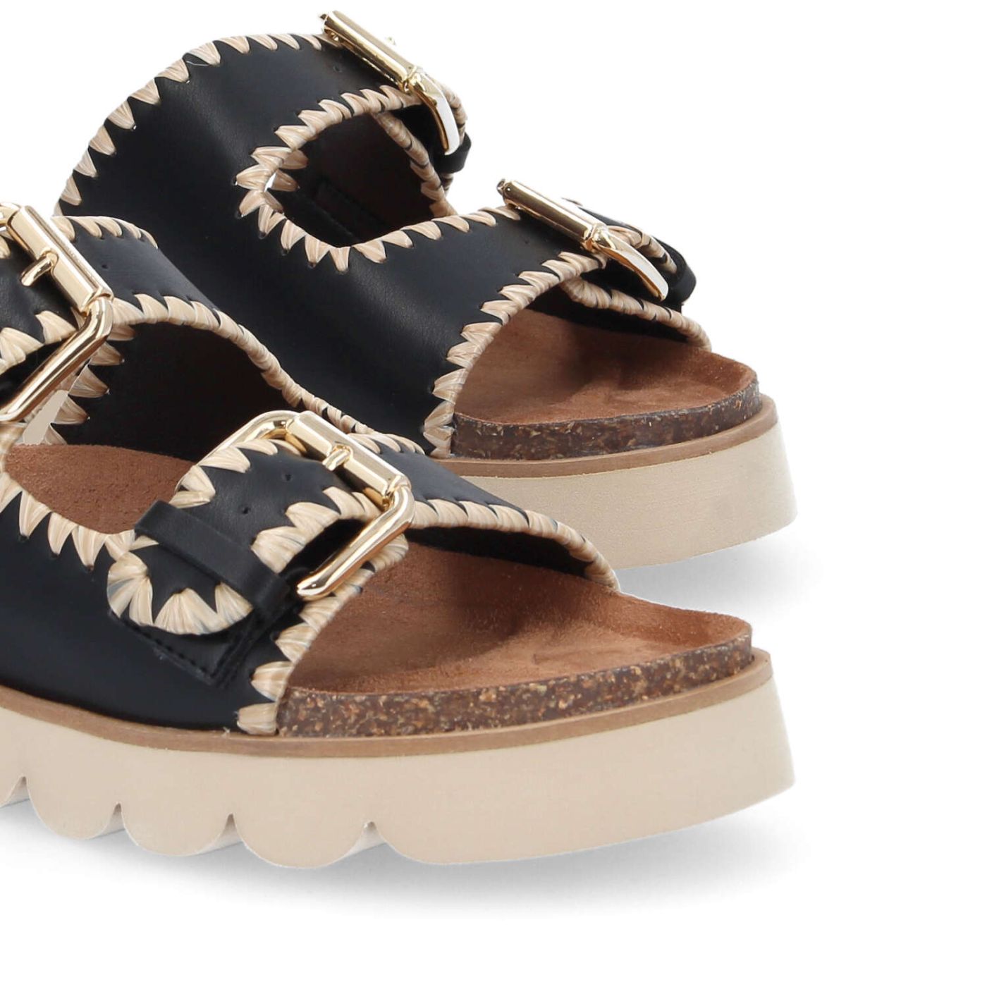 SANDY EDGE W - SOFT/RAPHIA - BLACK/BEIGE